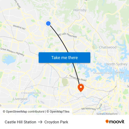 Castle Hill Station to Croydon Park map