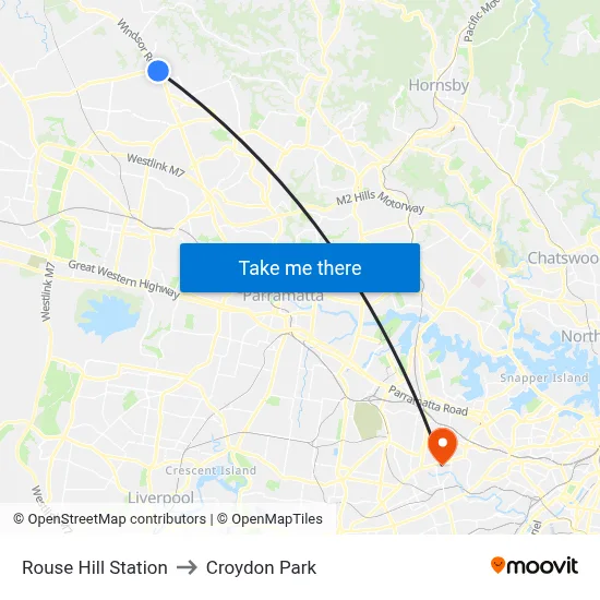 Rouse Hill Station to Croydon Park map