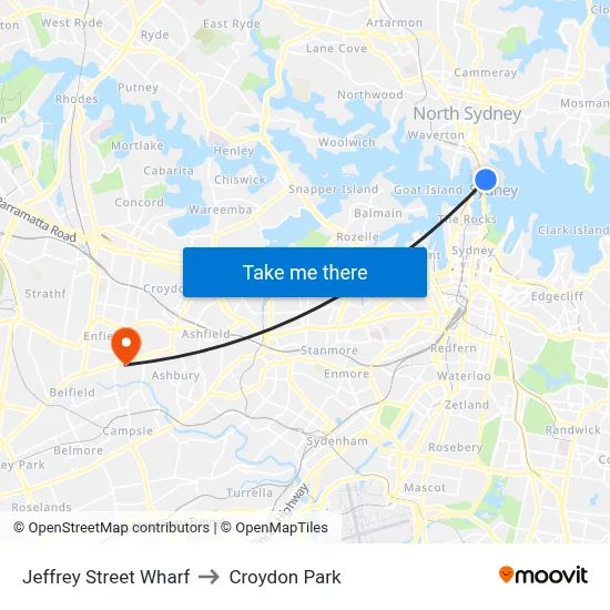 Jeffrey Street Wharf to Croydon Park map
