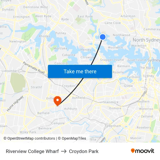 Riverview College Wharf to Croydon Park map