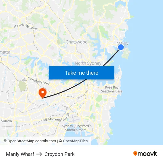 Manly Wharf to Croydon Park map