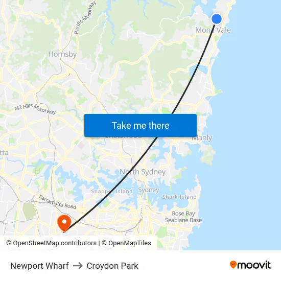 Newport Wharf to Croydon Park map