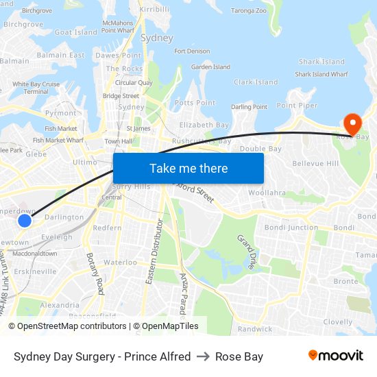 Sydney Day Surgery - Prince Alfred to Rose Bay map