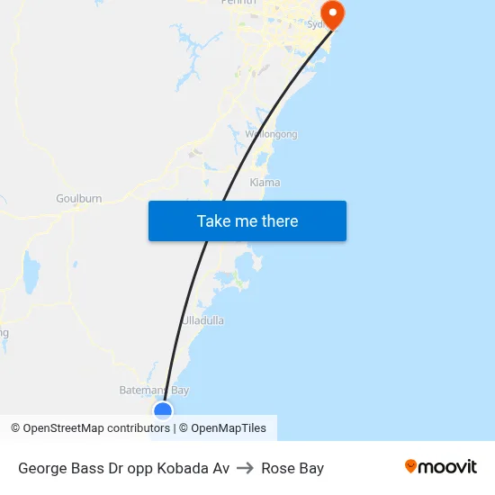 George Bass Dr opp Kobada Av to Rose Bay map
