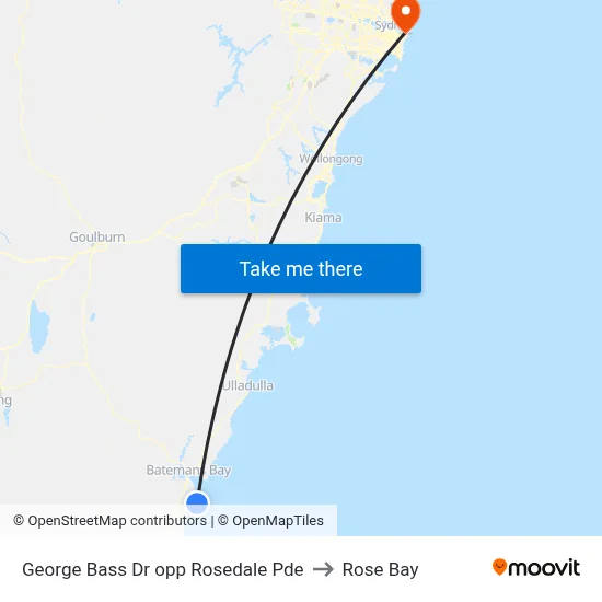 George Bass Dr opp Rosedale Pde to Rose Bay map