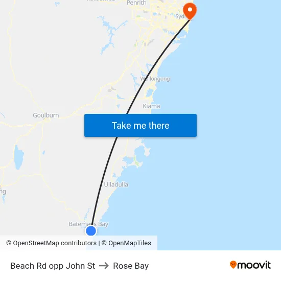 Beach Rd opp John St to Rose Bay map