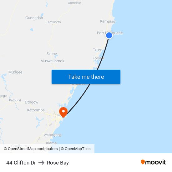 44 Clifton Dr to Rose Bay map