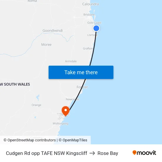 Cudgen Rd opp TAFE NSW Kingscliff to Rose Bay map