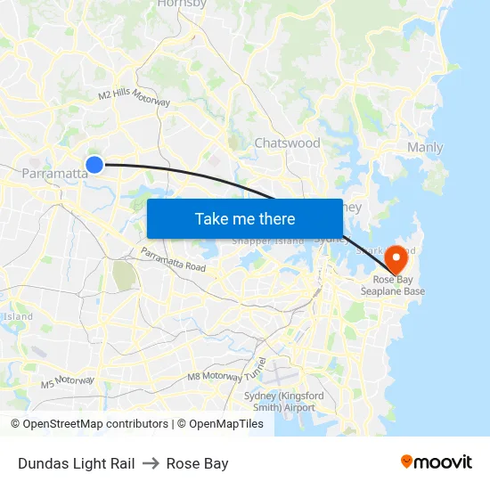 Dundas Light Rail to Rose Bay map