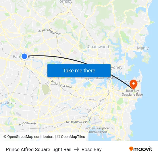 Prince Alfred Square Light Rail to Rose Bay map