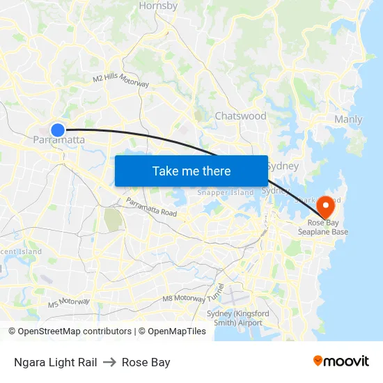 Ngara Light Rail to Rose Bay map