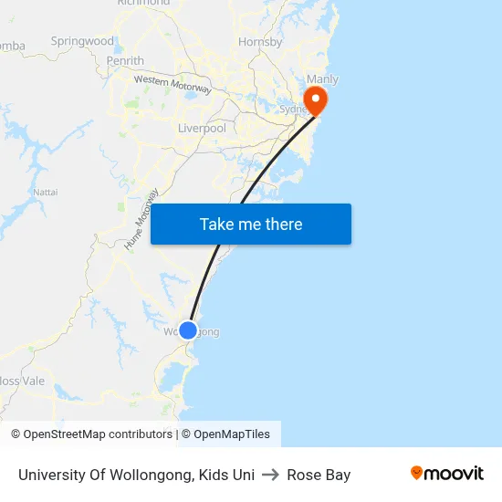 University Of Wollongong, Kids Uni to Rose Bay map