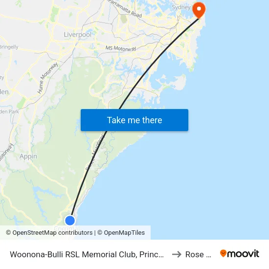 Woonona-Bulli RSL Memorial Club, Princes Hwy to Rose Bay map
