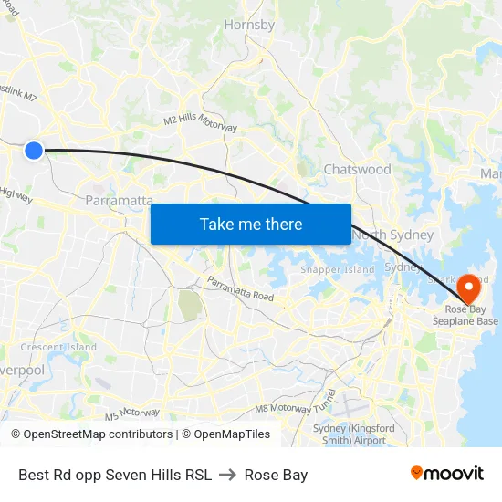 Best Rd opp Seven Hills RSL to Rose Bay map