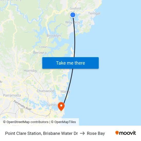 Point Clare Station, Brisbane Water Dr to Rose Bay map