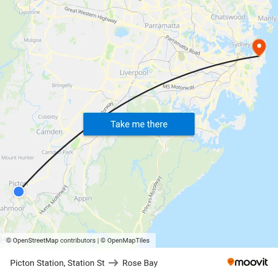 Picton Station, Station St to Rose Bay map