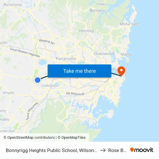 Bonnyrigg Heights Public School, Wilson Rd to Rose Bay map