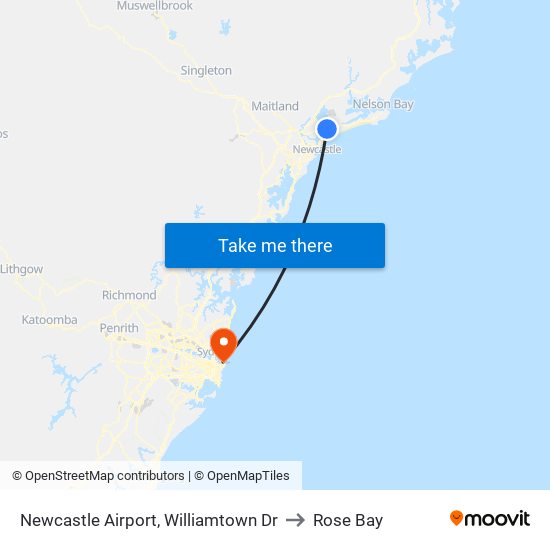 Newcastle Airport, Williamtown Dr to Rose Bay map