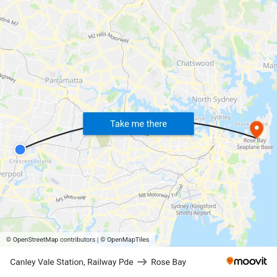 Canley Vale Station, Railway Pde to Rose Bay map