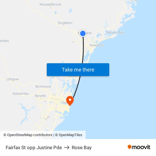 Fairfax St opp Justine Pde to Rose Bay map