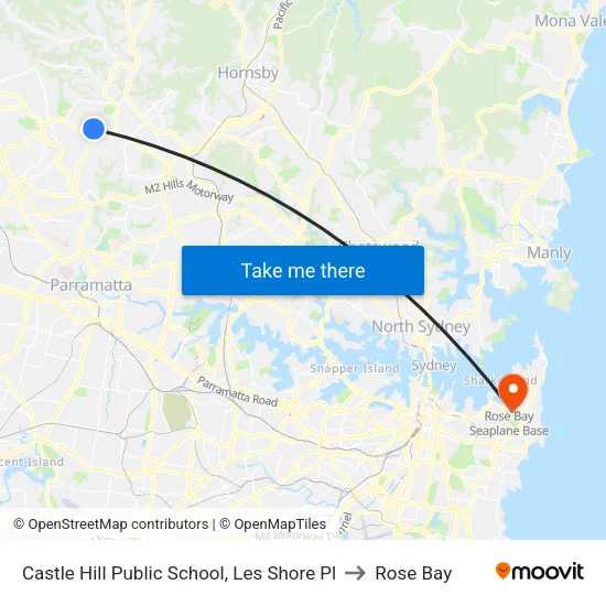 Castle Hill Public School, Les Shore Pl to Rose Bay map