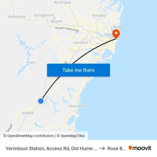 Yerrinbool Station, Access Rd, Old Hume Hwy to Rose Bay map