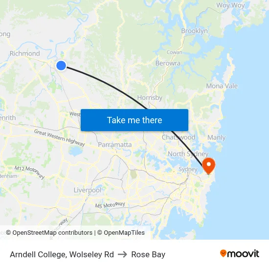 Arndell College, Wolseley Rd to Rose Bay map