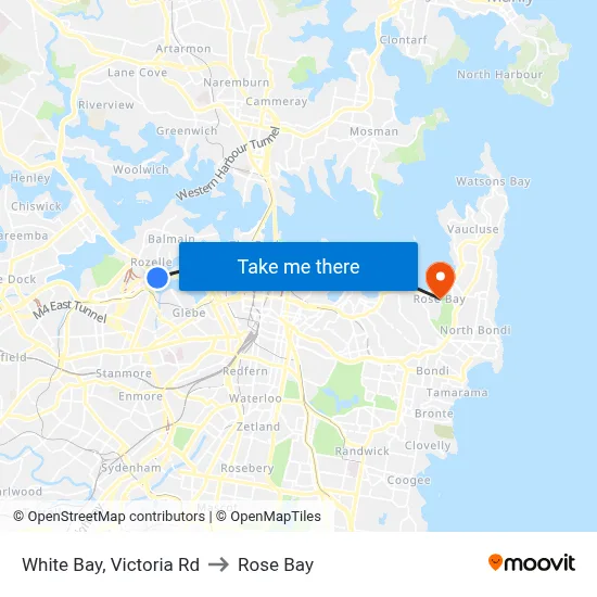 White Bay, Victoria Rd to Rose Bay map