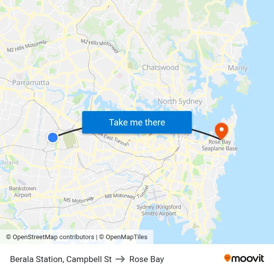 Berala Station, Campbell St to Rose Bay map