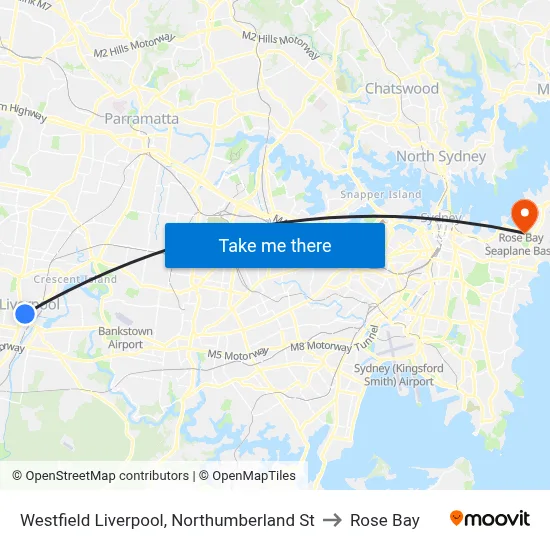 Westfield Liverpool, Northumberland St to Rose Bay map