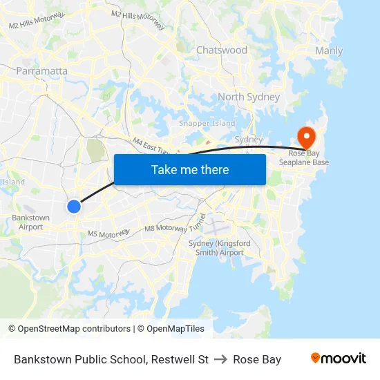 Bankstown Public School, Restwell St to Rose Bay map
