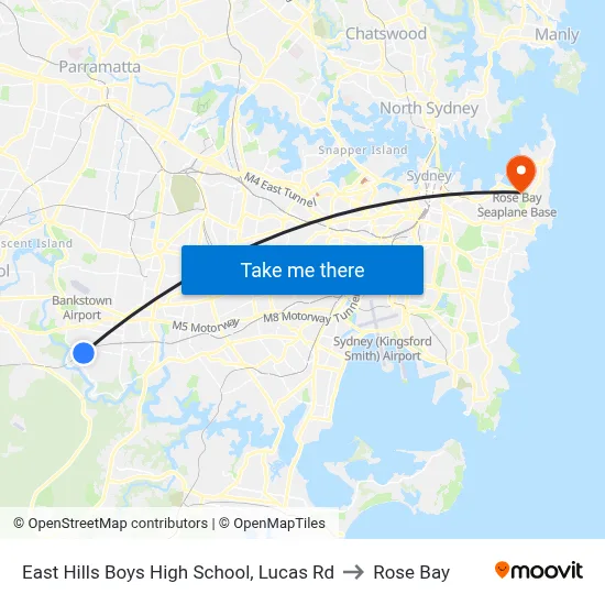 East Hills Boys High School, Lucas Rd to Rose Bay map