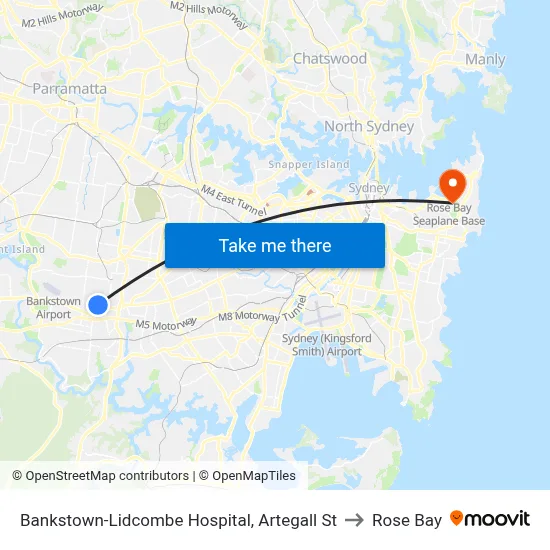 Bankstown-Lidcombe Hospital, Artegall St to Rose Bay map