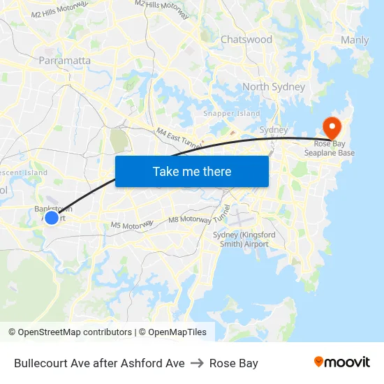 Bullecourt Ave after Ashford Ave to Rose Bay map