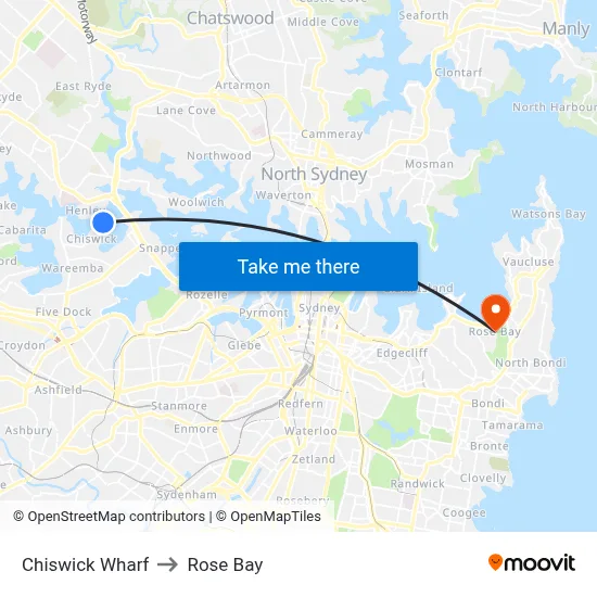 Chiswick Wharf to Rose Bay map
