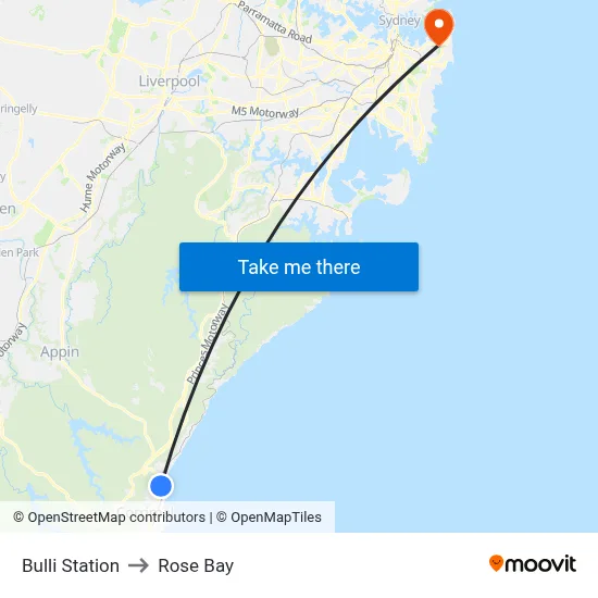 Bulli Station to Rose Bay map