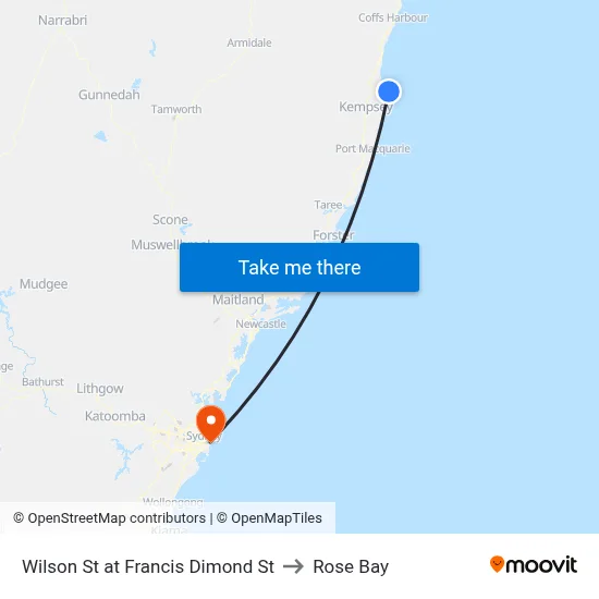 Wilson St at Francis Dimond St to Rose Bay map