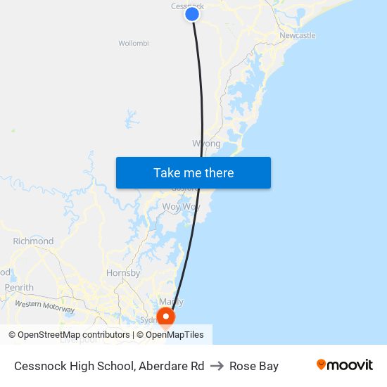 Cessnock High School, Aberdare Rd to Rose Bay map