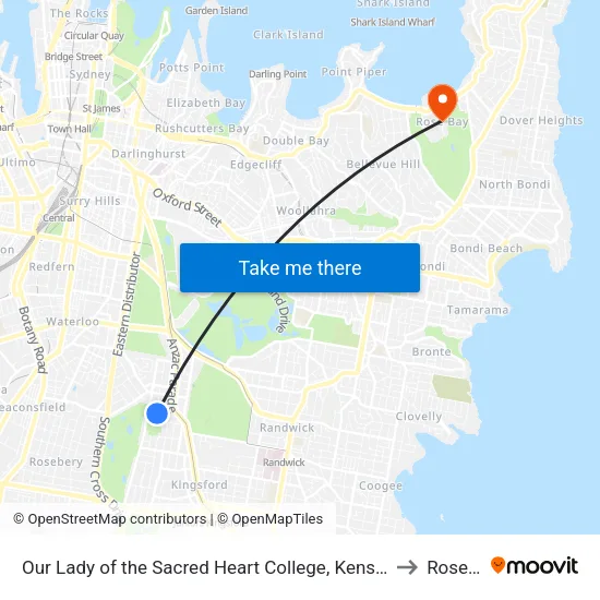 Our Lady of the Sacred Heart College, Kensington Rd, Stand B to Rose Bay map