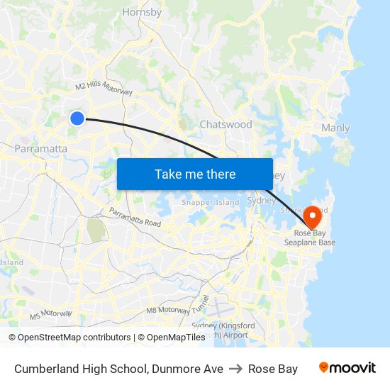 Cumberland High School, Dunmore Ave to Rose Bay map