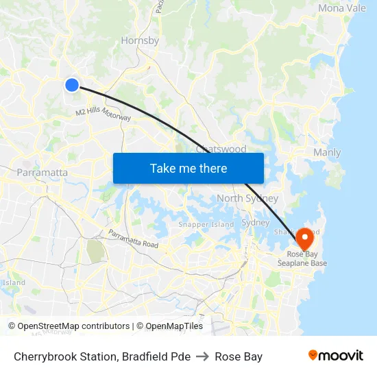 Cherrybrook Station, Bradfield Pde to Rose Bay map