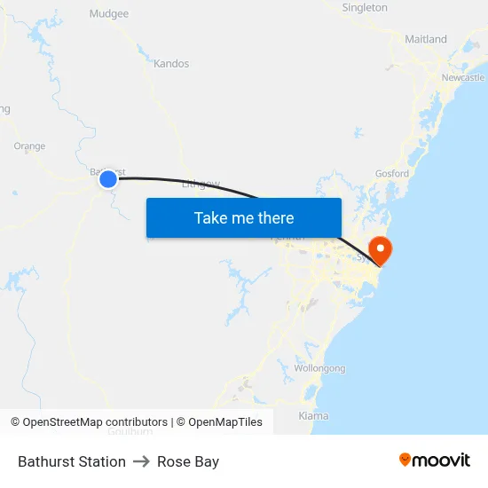 Bathurst Station to Rose Bay map