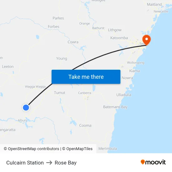 Culcairn Station to Rose Bay map