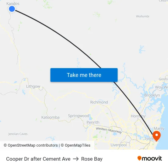 Cooper Dr after Cement Ave to Rose Bay map