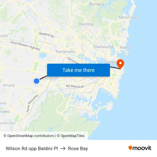 Wilson Rd opp Baldini Pl to Rose Bay map