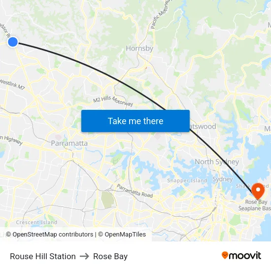 Rouse Hill Station to Rose Bay map