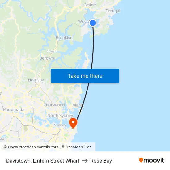 Davistown, Lintern Street Wharf to Rose Bay map