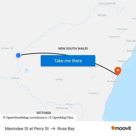 Menindee St at Perry St to Rose Bay map