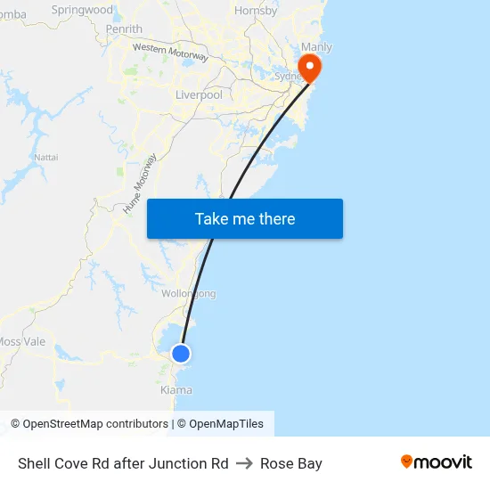 Shell Cove Rd after Junction Rd to Rose Bay map