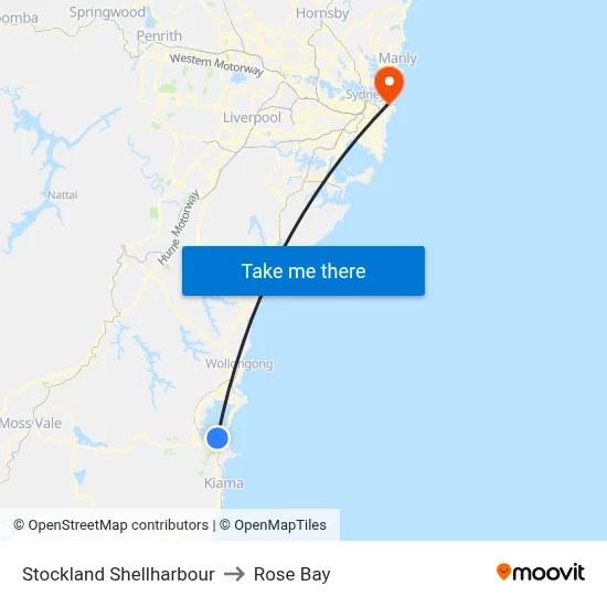 Stockland Shellharbour to Rose Bay map